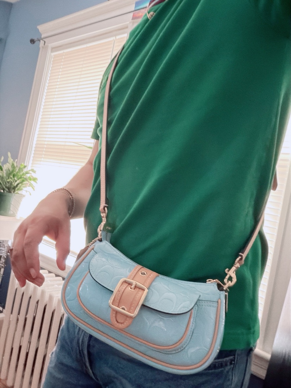 Coach Ashton Mini Bag in Light Blue Leather Crossbody. - Picture 12 of 13